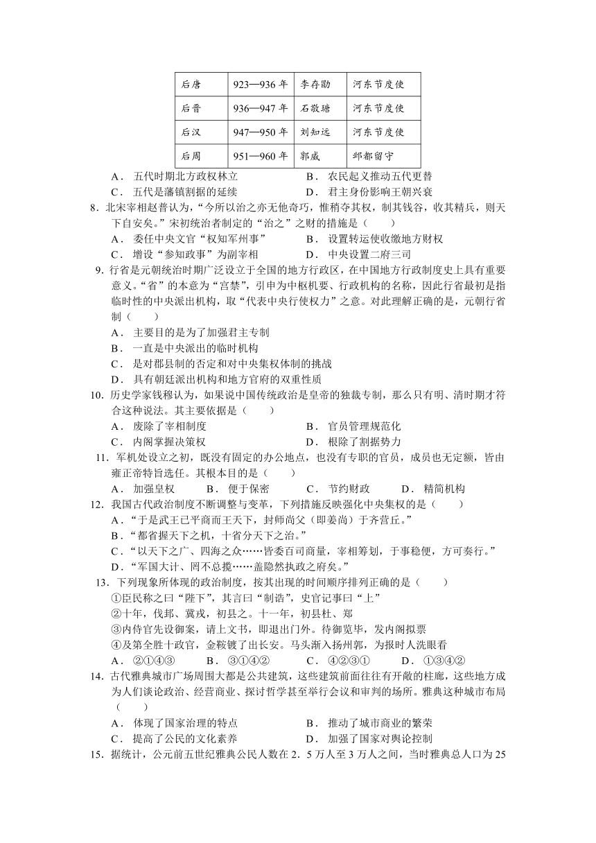 吉林省通化县高中2020-2021学年高二下学期期末考试历史试题 Word版含答案