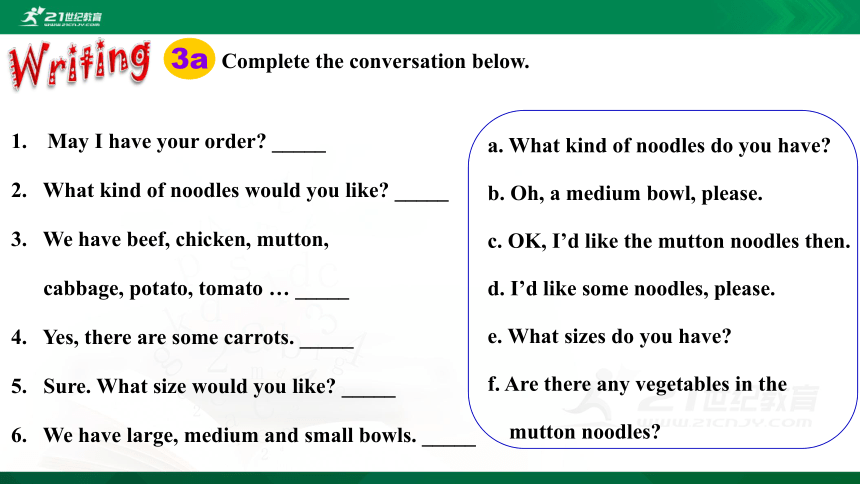 Unit10 I‘d like some noodles. Section A Grammer Focus-3c课件