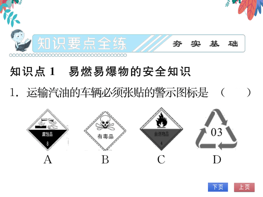 第7单元 燃料及其利用 课题1 燃烧和灭火 第2课时 易燃、易爆物的安全知识 习题课件