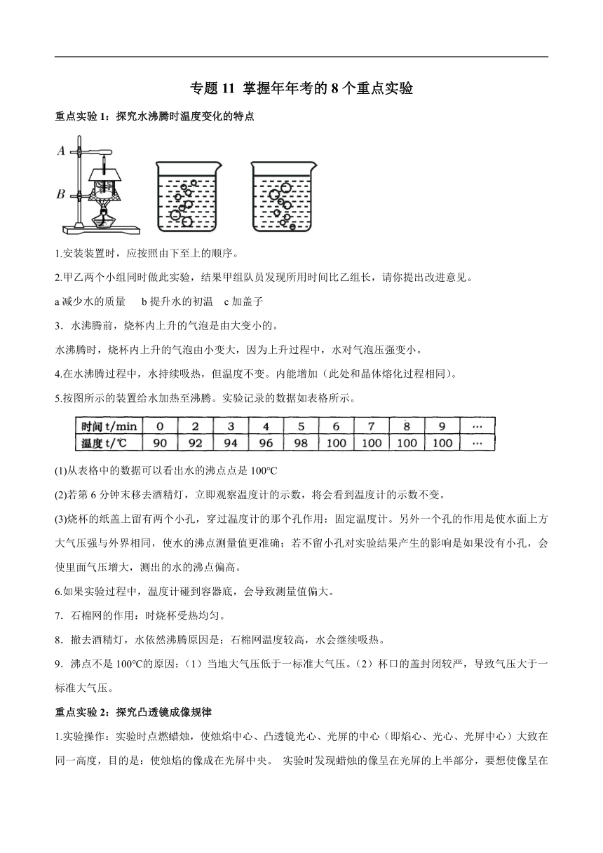 专题11 掌握年年考的8个重点实验－中考物理知识手册