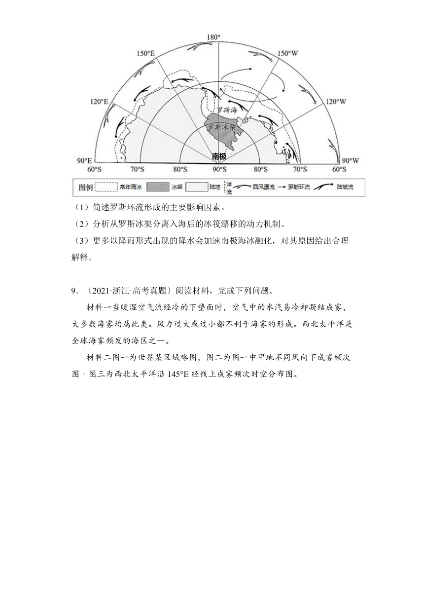 冰川——三年（2021-2023）高考地理创新真题精编（含解析）