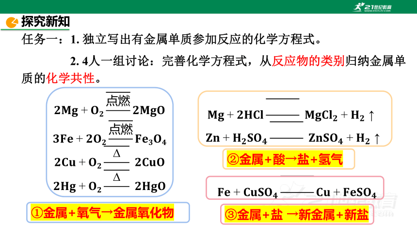 人教版九年级化学下册第八单元《金属的化学性质》第一课时（课件23页）