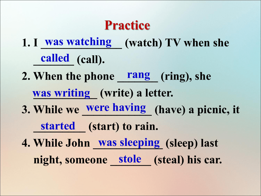 Unit 5 What were you doing when the rainstorm came? Grammar focus课件