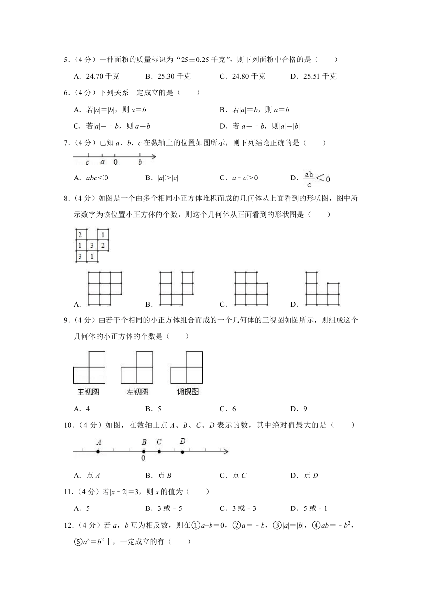 山东省济南市莱芜区雪野中心中学2022-2023学年六年级上学期段考数学试卷（五四学制）(01)（含答案）