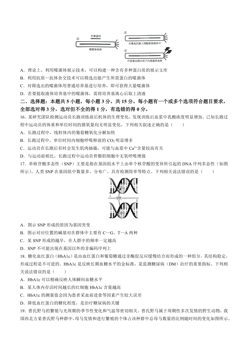 山东省2023年6月普通高中学业水平等级考试抢分密卷(一) 生物学试题（Word版含答案）