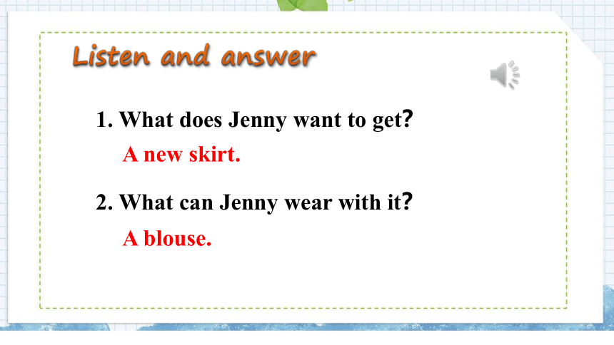 Unit 2 Lesson 7 Jenny’s New Skirt 课件+嵌入音频(26张PPT)