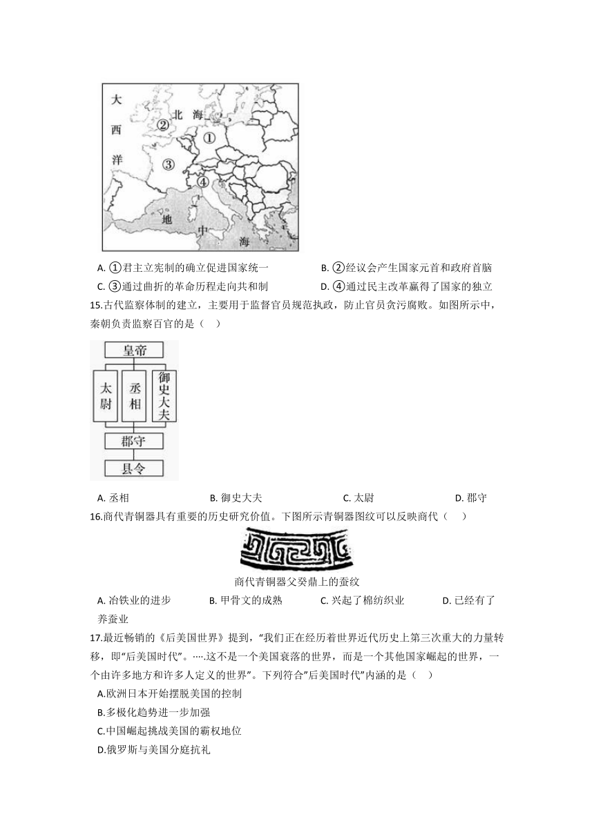 河南省漯河市临颍县第一高中2021-2022学年高一11月月考历史试卷（Word版含答案）