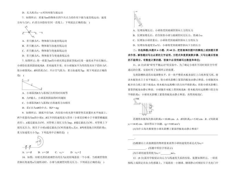 必修第二册第五单元曲线运动 单元双基精品试卷 (A）（含答案）