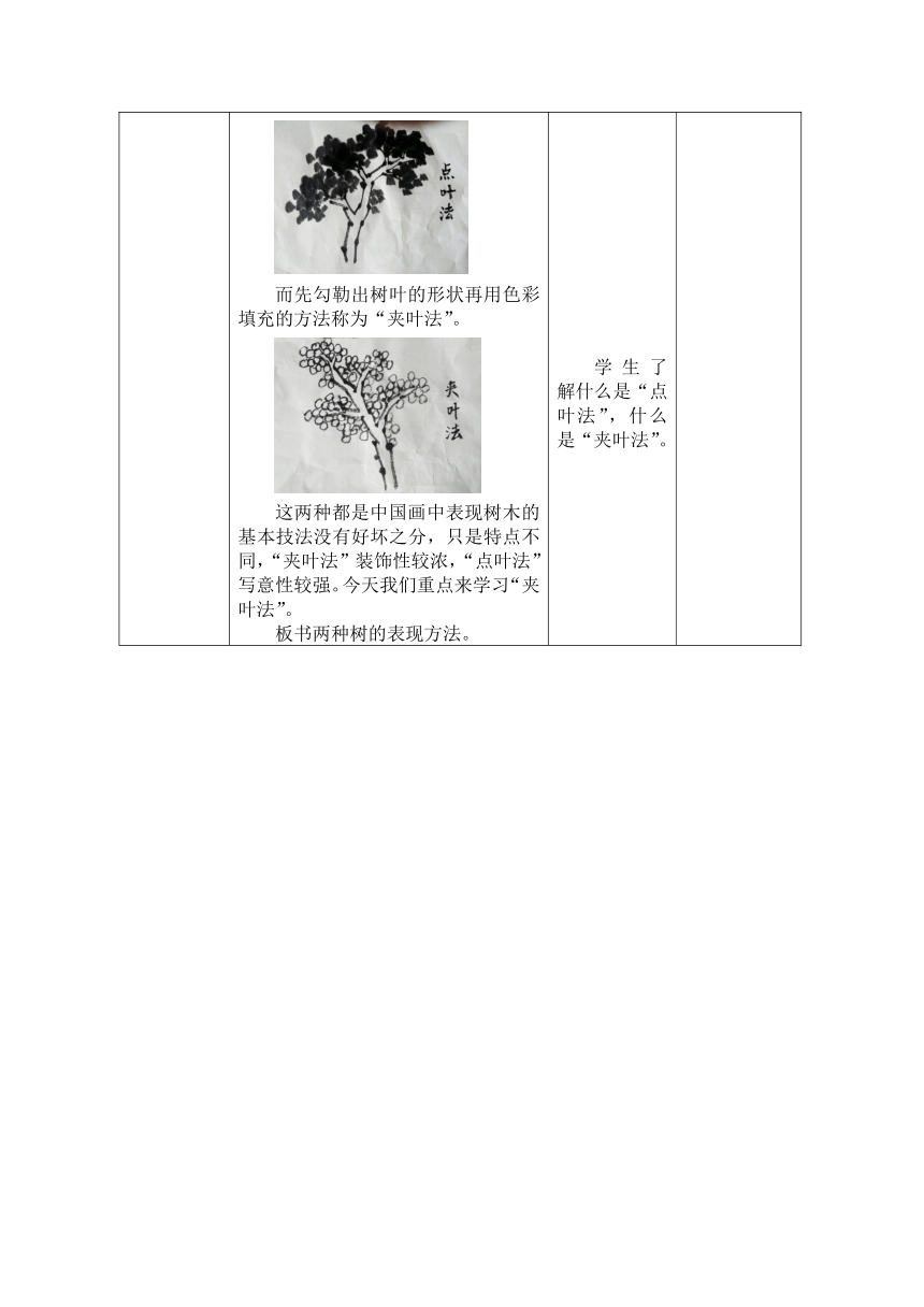 人美版（北京）五年级美术下册 14. 中国画—树的画法 教案（表格式）