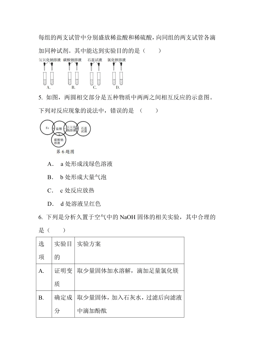 第2章  酸与碱   章节复习训练（含答案）