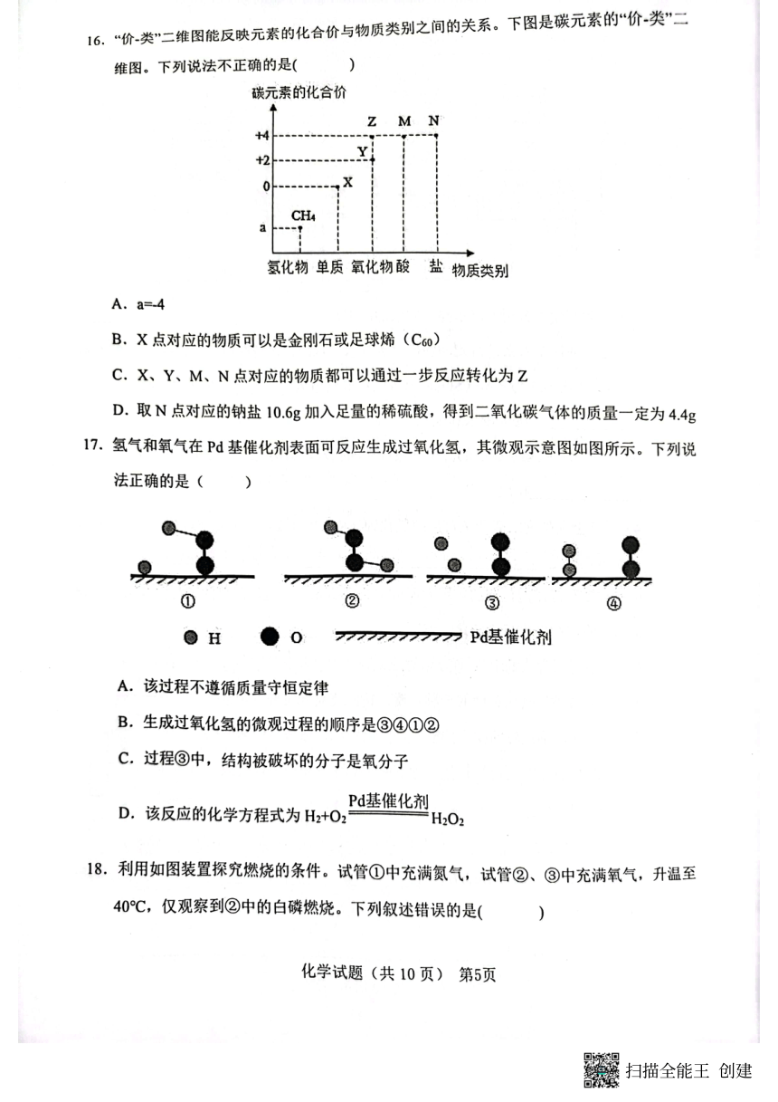2023年山东省聊城市阳谷县九年级化学竞赛试题（图片版无答案）