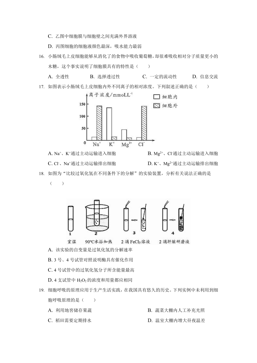 云南省丽江市重点中学2021-2022学年高一上学期10月月考生物试卷（Word版含答案）