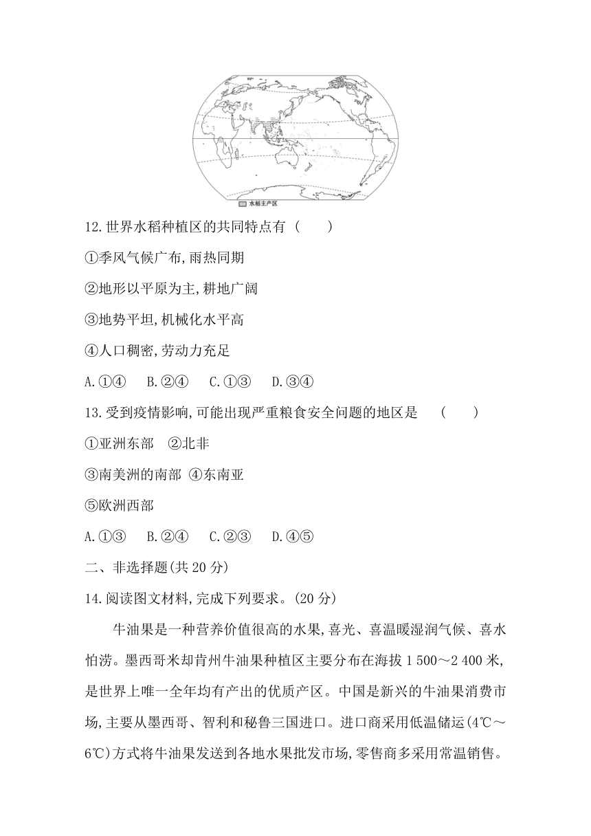 地理高中人教版（新教材）必修第二册 课时素养检测同步练习：3.1 农业区位因素及其变化 Word版含解析