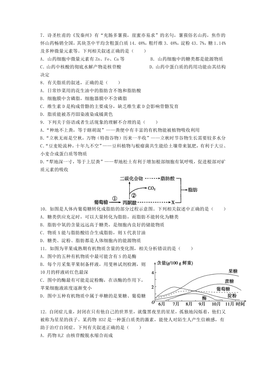 黑龙江省双鸭山市尖山区第一中学2021-2022学年高一上学期期末考试生物（高考班）试题（Word版含答案）