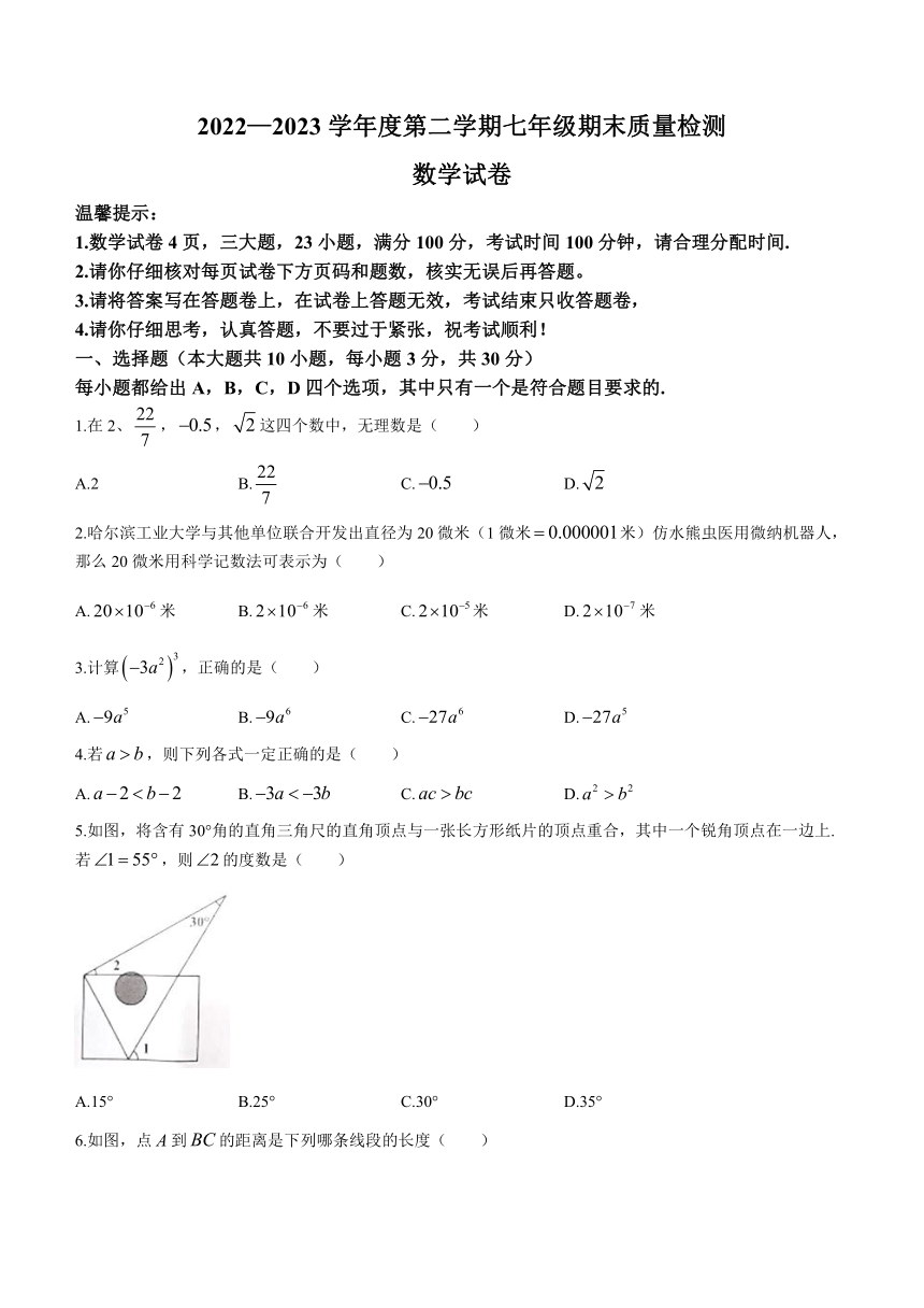 安徽省合肥市蜀山区2022_2023学年七年级下学期期末数学试题（含答案）