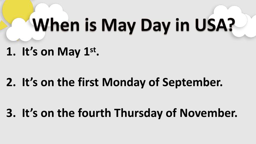 Unit5 Is May Day a  holiday？ Lesson15  课件(共20张)