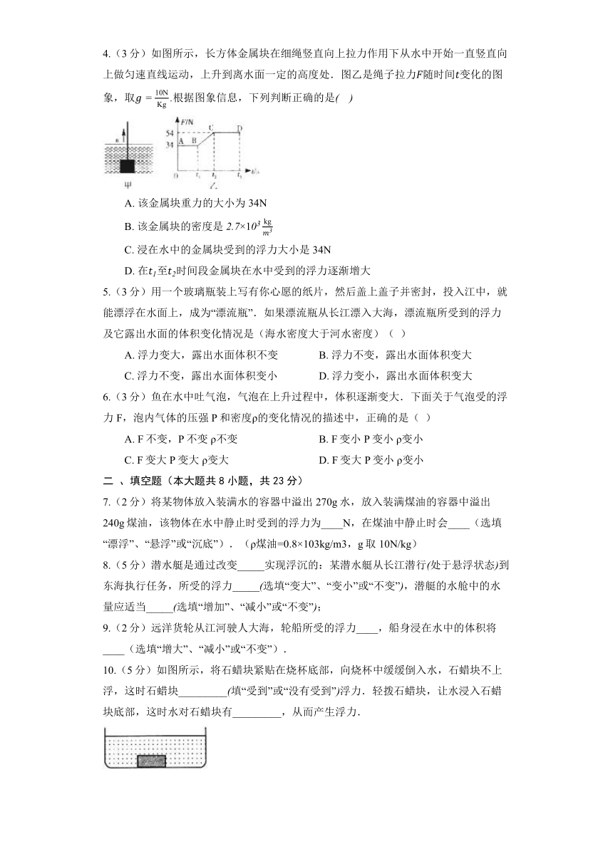 人教版物理八年级下册《第十章 浮力》单元测试3（含解析）