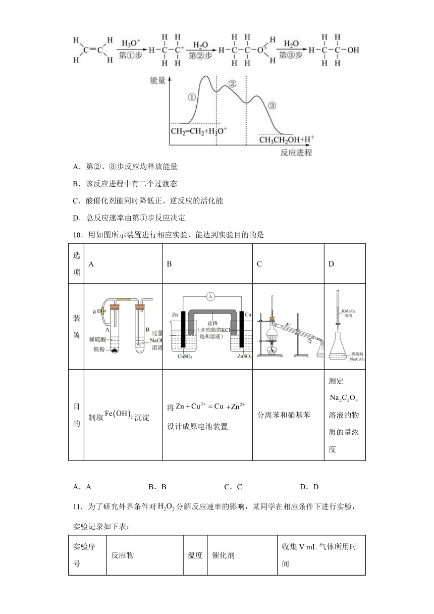 第六章化学反应与能量测试题（含解析）高一下学期化学人教版（2019）必修第二册