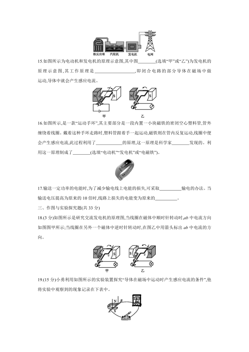 沪科版物理九年级全一册阶段综合练习：第十八章　电能从哪里来  单元测试（Word 含答案）