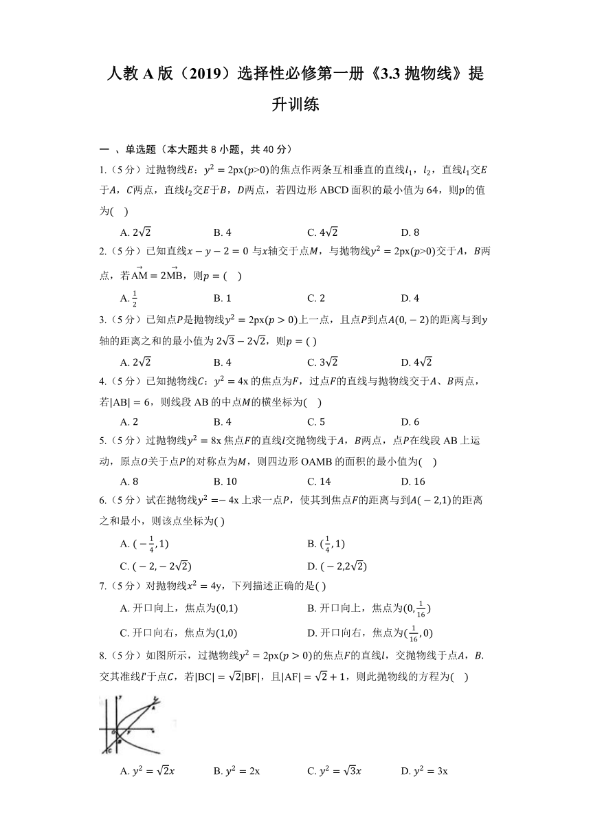 人教A版（2019）选择性必修第一册《3.3 抛物线》提升训练（含答案）