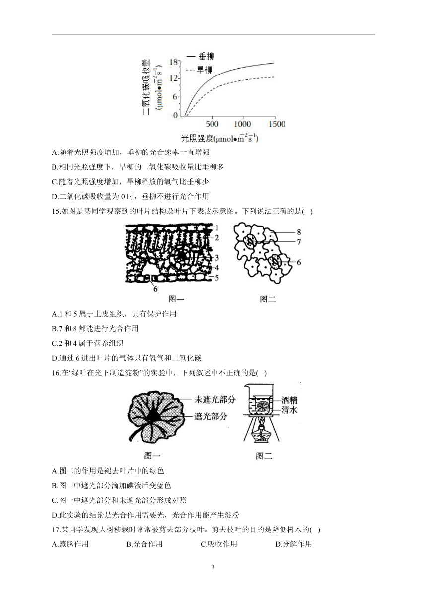 第三单元第三-六章同步练习(word版含解析） ——2022-2023学年人教版生物七年级上册