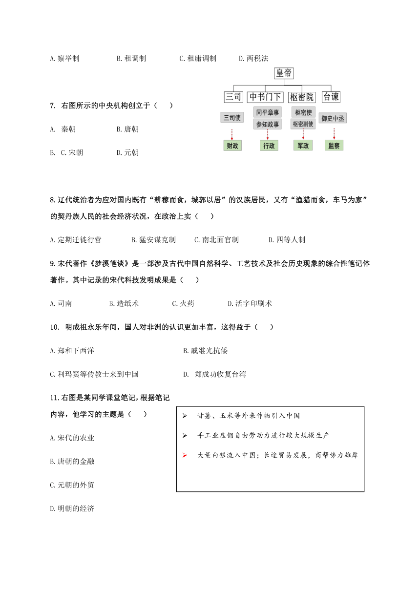 浙江省金华市曙光学校2020-2021学年高一上学期期中考试历史试题 Word版含答案