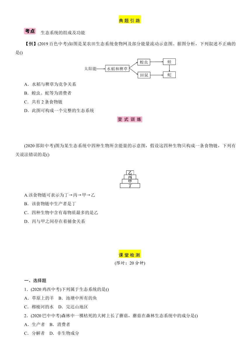 第7单元 第2章　生态系统 讲义 2021届广西百色中考生物复习（含答案）