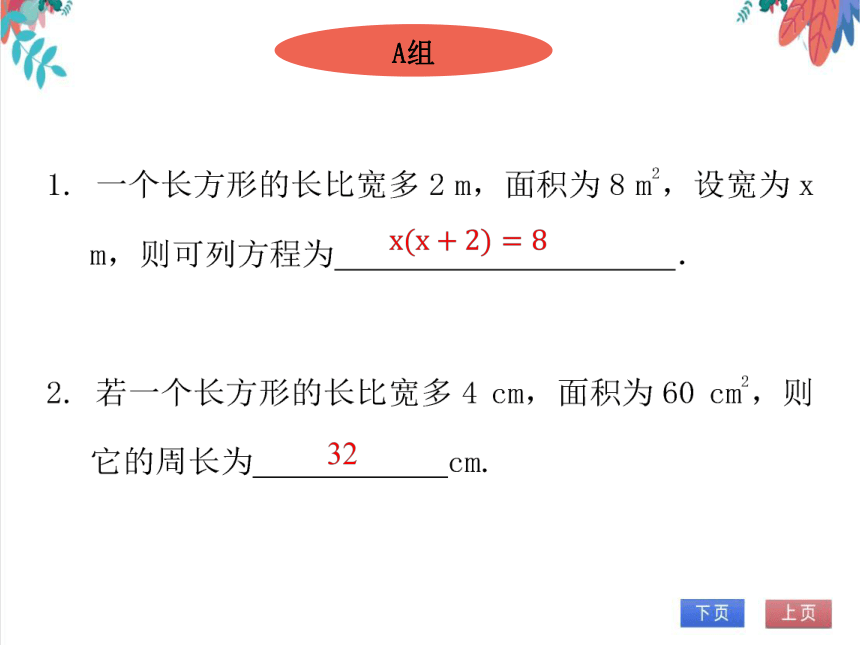 【北师大版】数学九年级（上）2.3.3 利用一元二次方程解决面积问题 习题课件