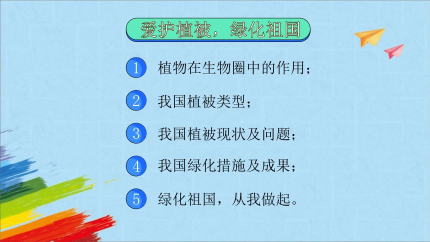 人教版七年级生物上册   3 . 6  爱护植被，绿化祖国  教学课件 (共43张PPT＋内嵌2个视频)