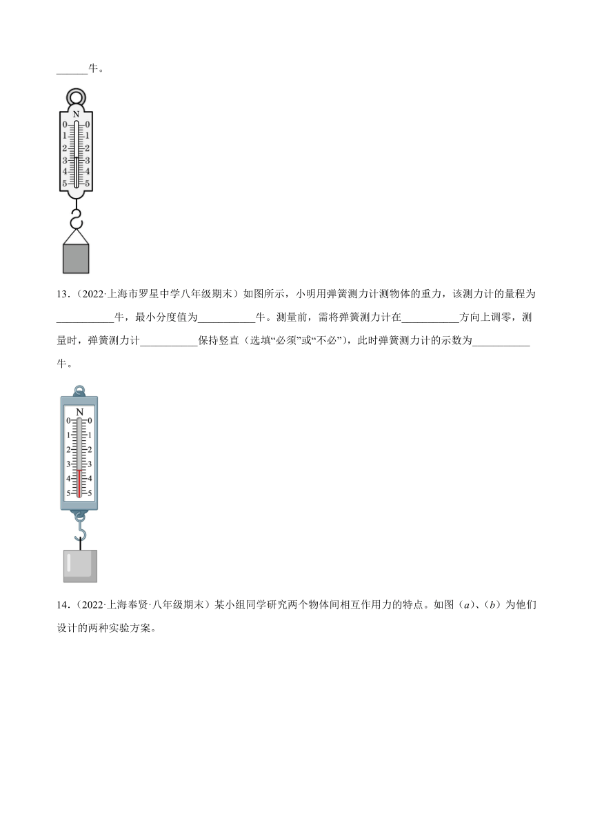 3.3 力 期末试题分类选编 上海市各地2021-2022学年八年级沪教版物理上学期（有解析）