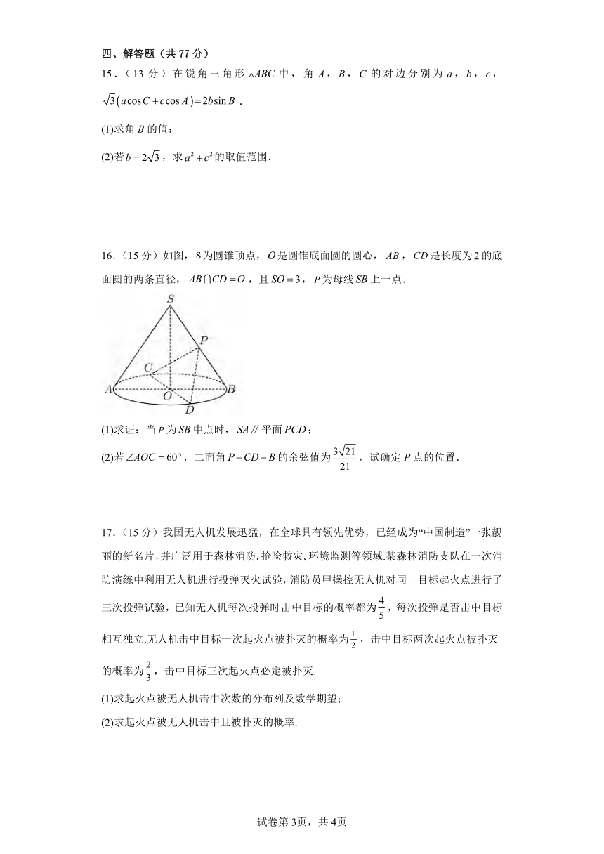 山东省济宁市第一中学2024届高三下学期4月质量检测数学试卷（pdf版，含解析）