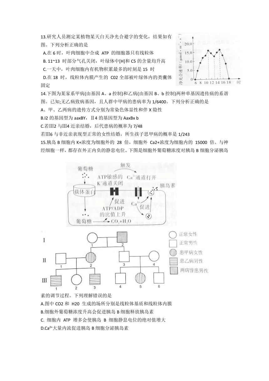 广东省2021届高三下学期4月高校招生模拟测试二（广东二模）生物试题      含答案