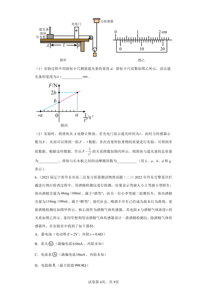 辽宁省各地区2023年高考物理模拟（二模）题按题型分类汇编-02实验题（含解析）