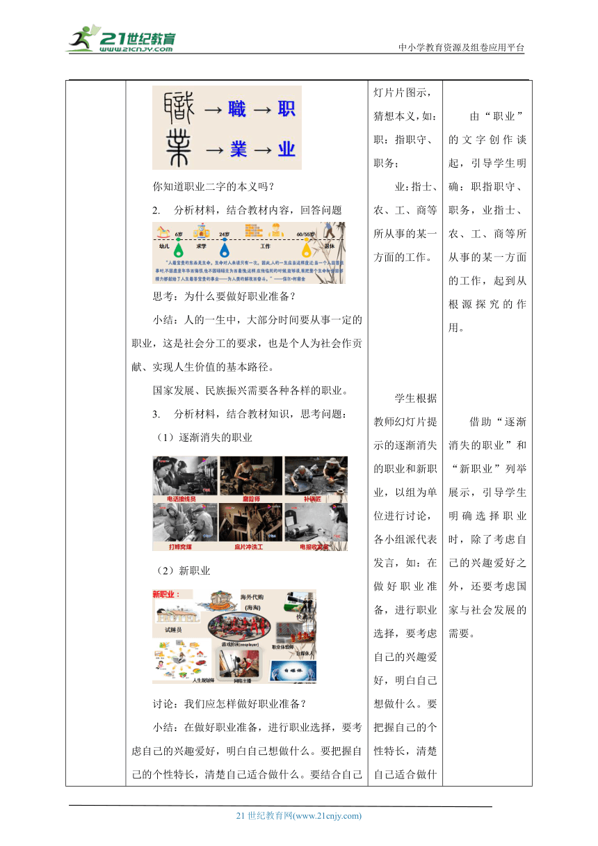 【核心素养目标】6.2 多彩的职业 教学设计（表格式）