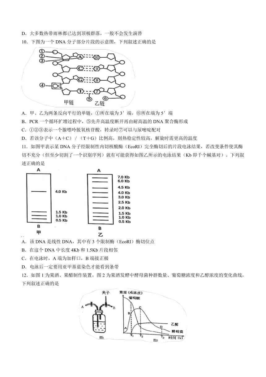 浙江省十校联盟2021-2022学年高二下学期5月阶段性测试联考生物学试题（Word版含答案）