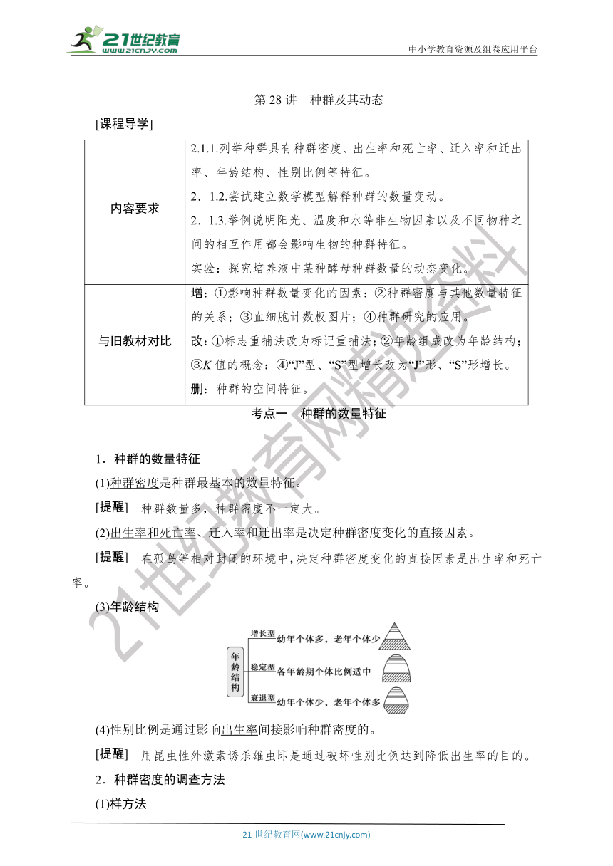 【考点梳理  生物总复习 】65第28讲　种群及其动态