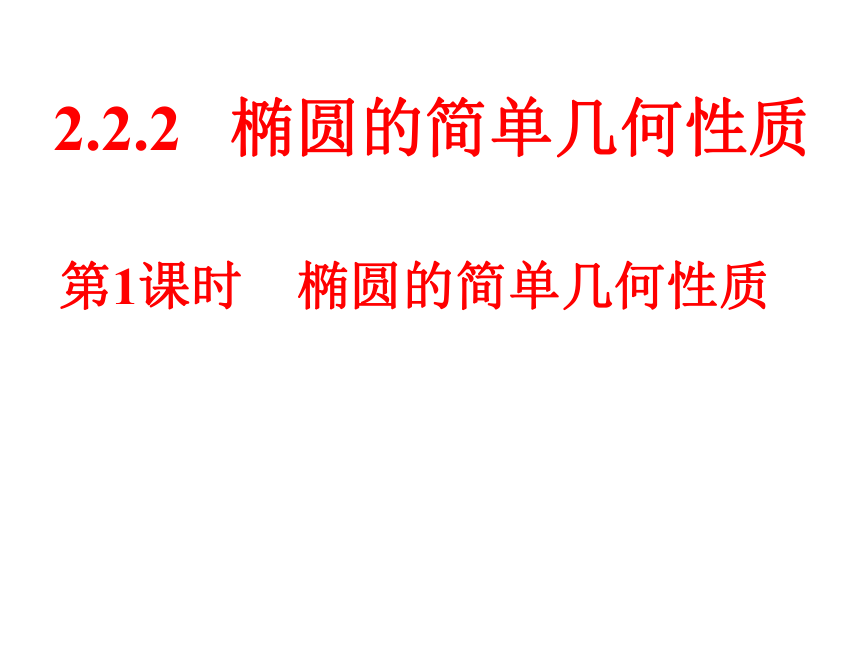 高二数学人教A版选修2-1课件：2.2.2椭圆的简单几何性质（55张PPT）