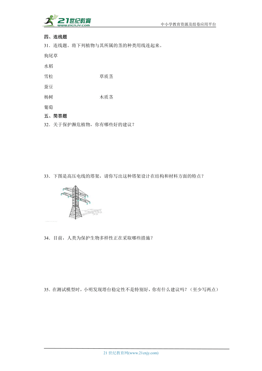 教科版六年级下册科学期中综合训练（1-2单元）