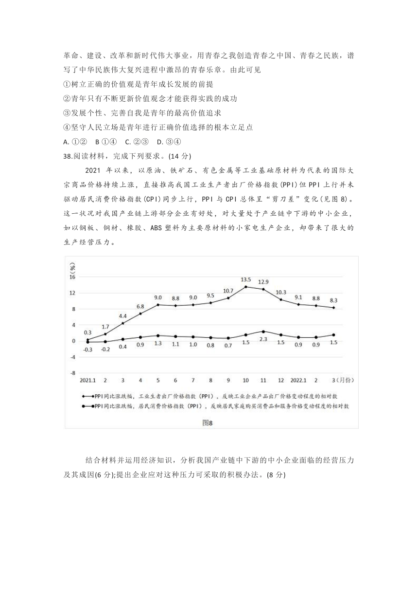 2022年全国乙卷文综政治高考真题（word版，含答案）