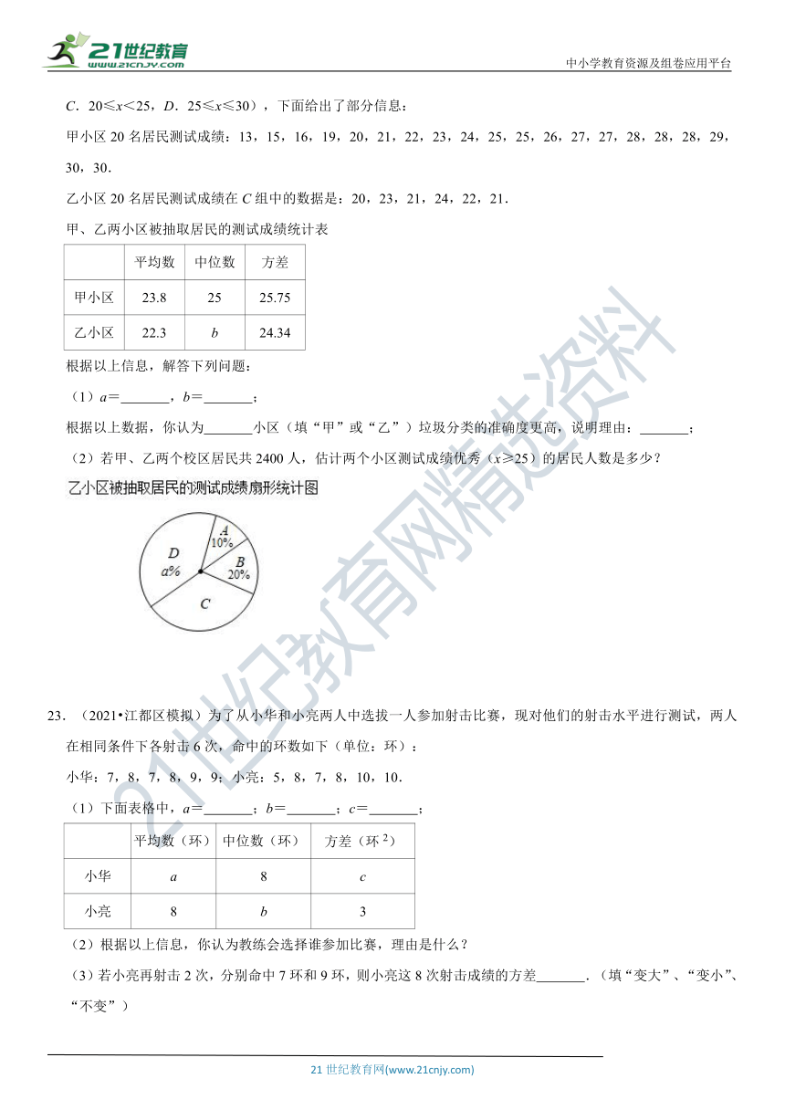 【易错题汇编】第20章 数据的分析（含解析）