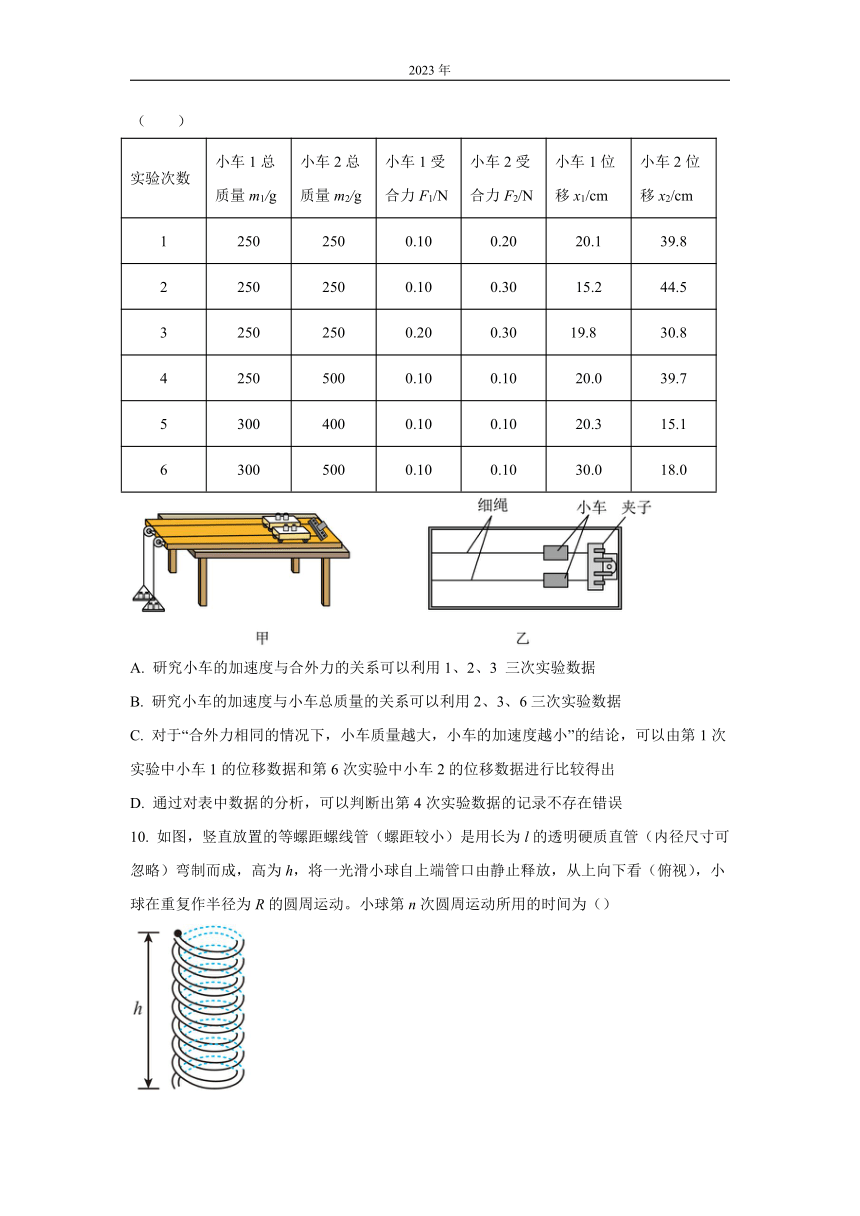 北京市清大名校2022-2023学年高三上学期开学考试物理试题（解析版）