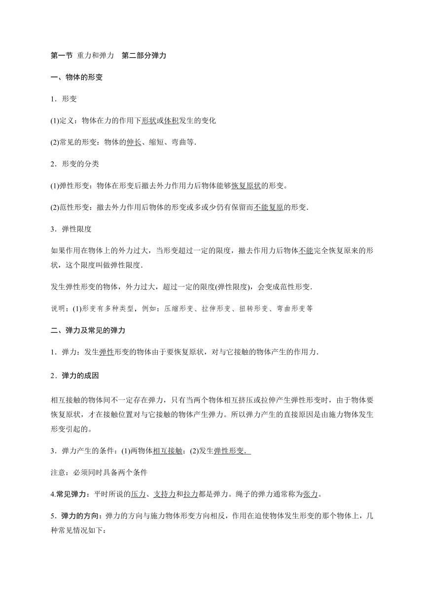 2 弹力—【新教材】人教版（2019）高中物理必修第一册初升高衔接预习讲义（第三章）（word版学案）