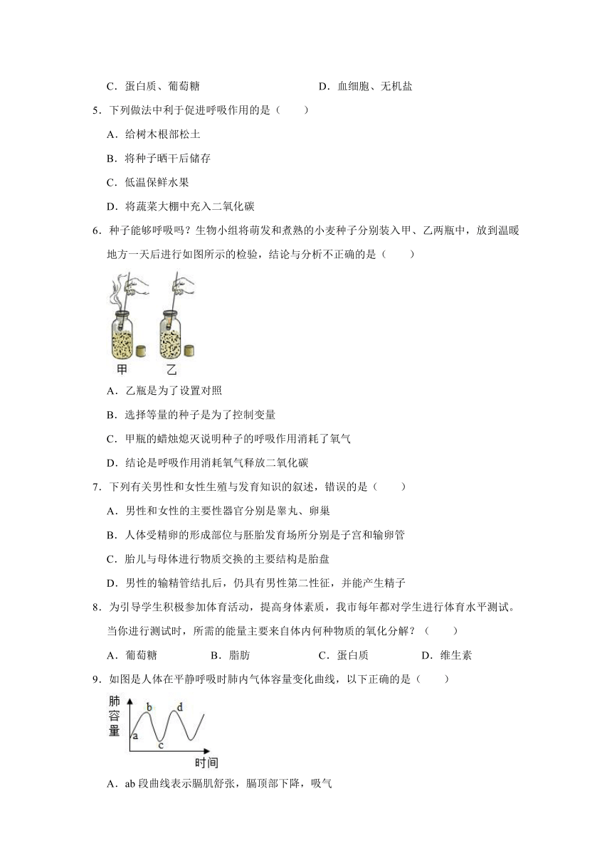 2020-2021学年山东省东营市广饶县七年级（上）期末生物试卷（五四学制）（word版含解析）