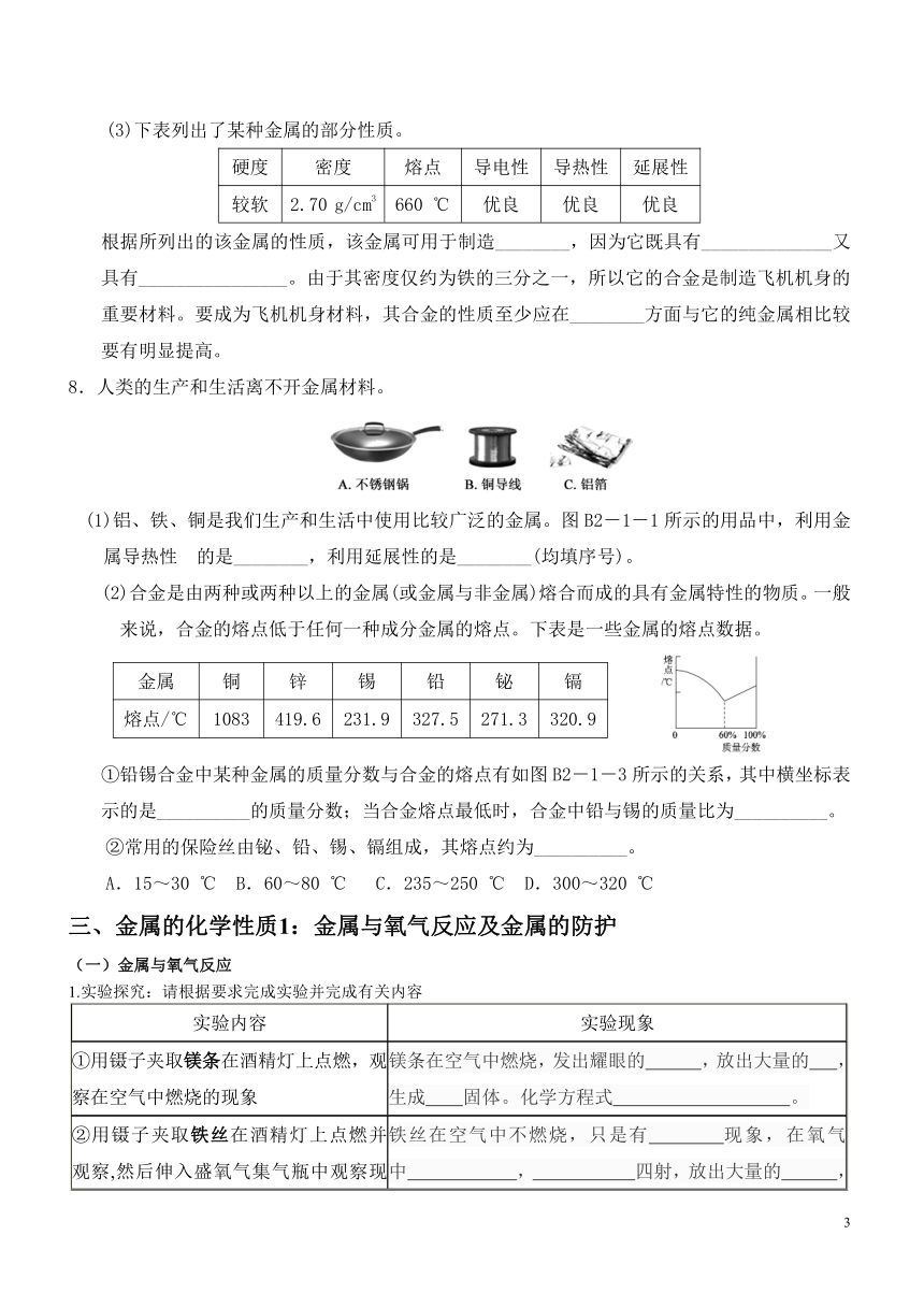 2021年 暑假新初三科学  第11讲  金属材料、金属化学性质（知识讲解+针对练习）（无答案）