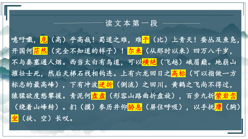 2021—2022学年统编版高中语文选择性必修下册3-1《蜀道难》（课件47张）