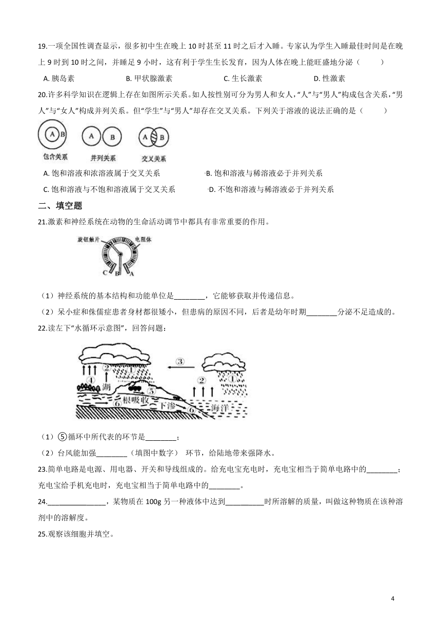 浙教版初二科学第一学期期末基础性训练题（有答案）