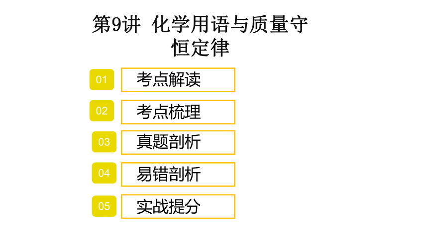 2022年中考化学考点专项突破课件：第9讲  化学用语与质量守恒定律(共35张PPT)