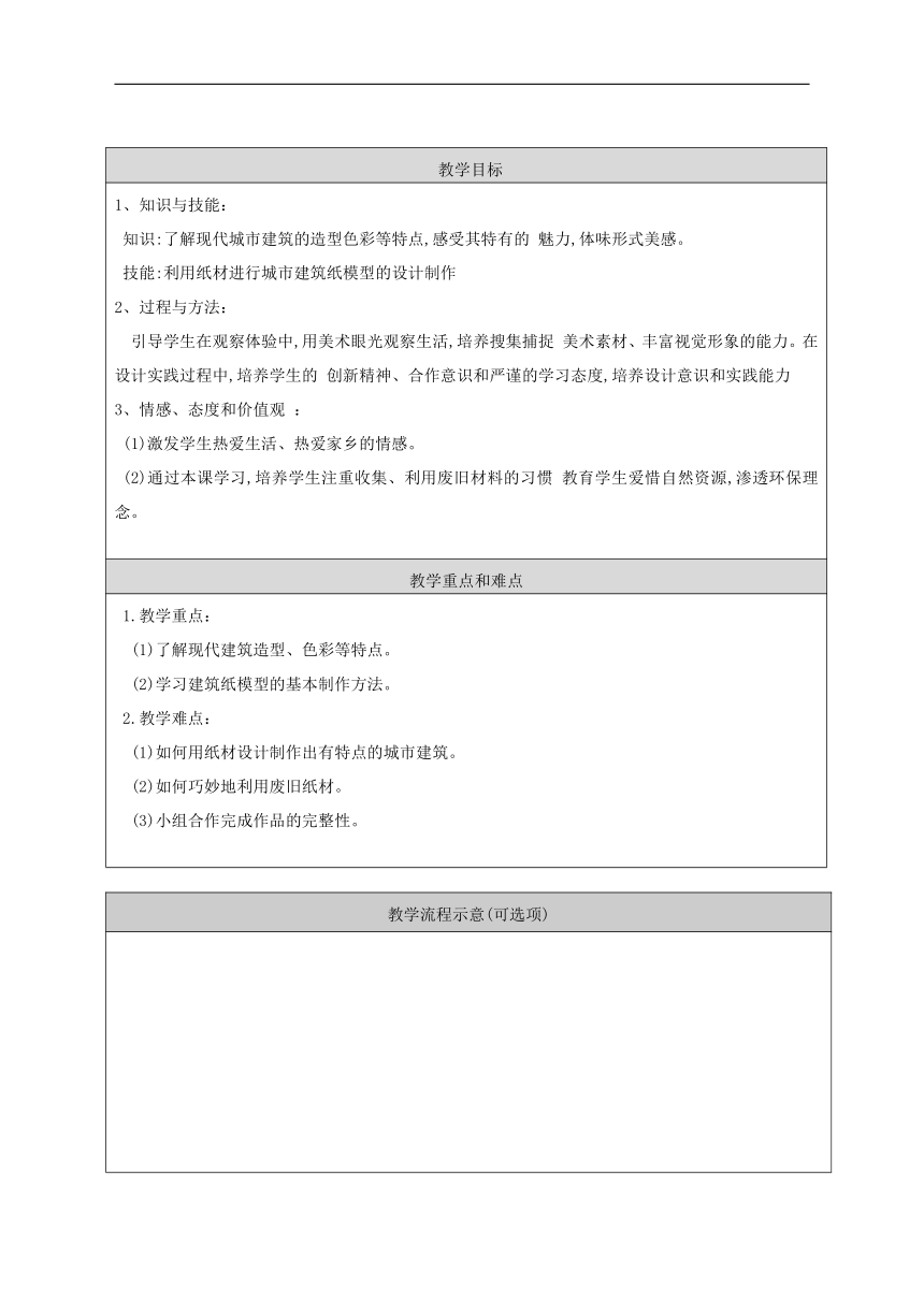 人美 版（北京）五年级美术下册《19. 建筑纸模型》教学设计（表格式）