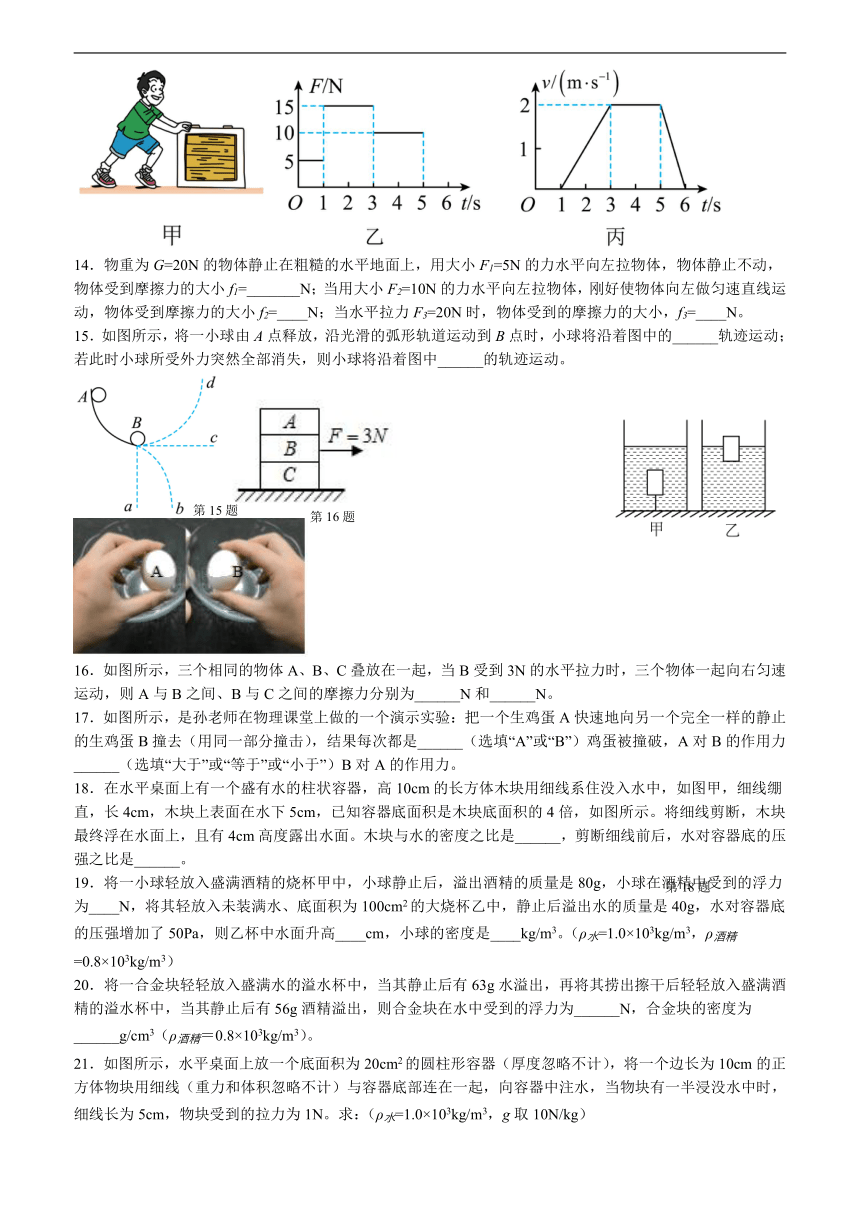 江苏省无锡市宜兴市2021-2022学年八年级下学期期末物理复习卷压轴冲刺训练四（Word版含答案）