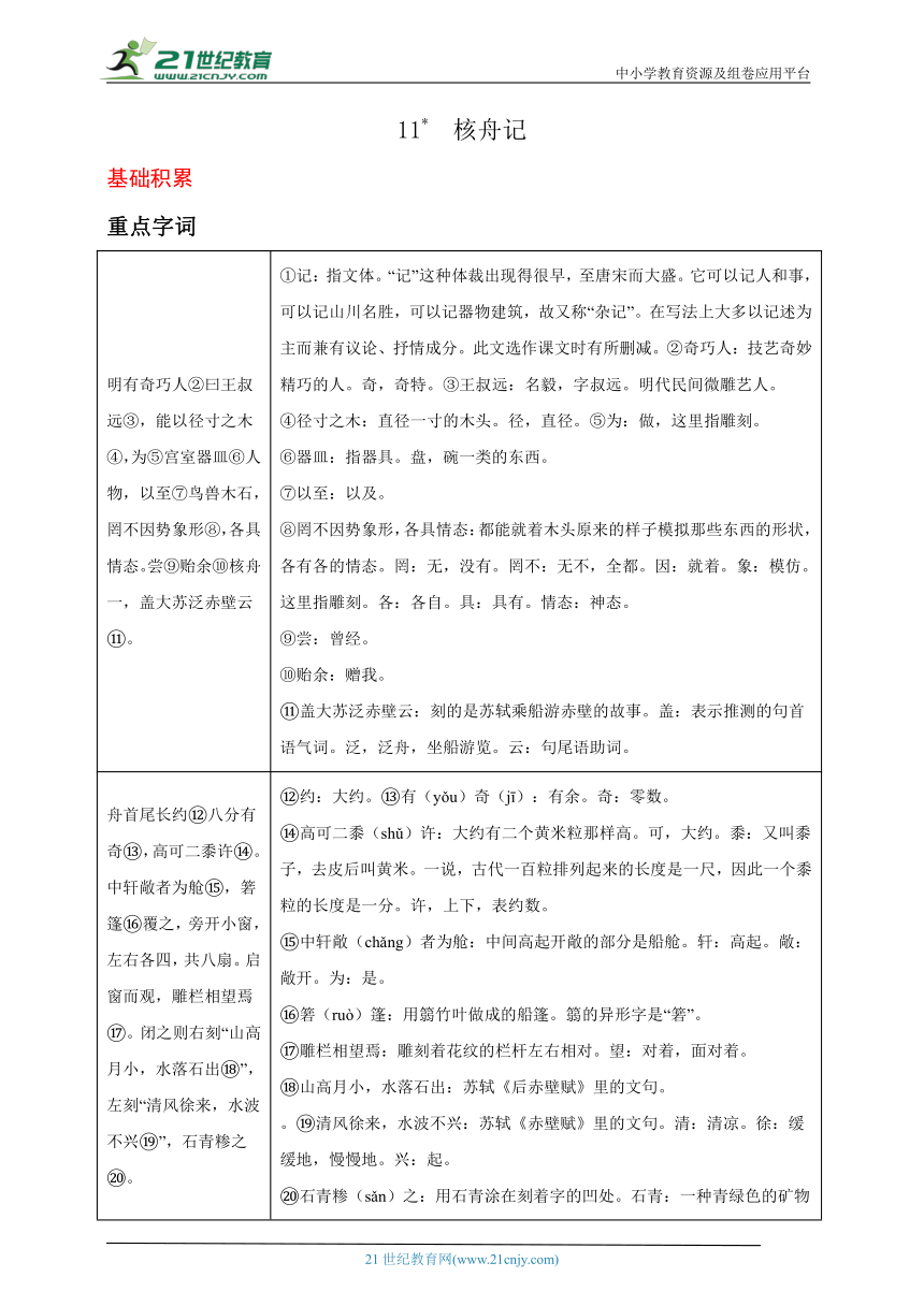 第11课 核舟记 学案